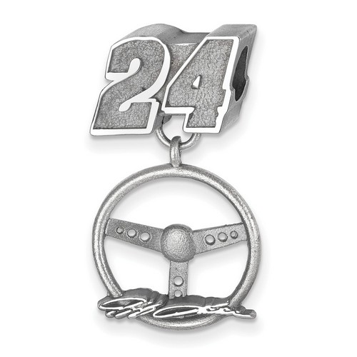 Jeff Gordon #24 Car Number Bead & Signed Sterling Silver Steering Wheel Charm