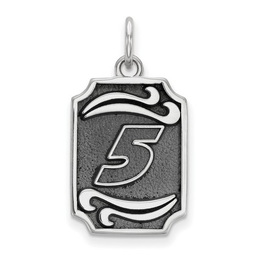 Kasey Kahne #5 Bali Style Dog Tag Style Pendant In Sterling Silver