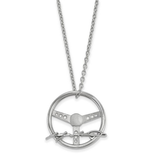 Kasey Kahne #5 Big Steering Wheel Number Sterling Silver Pendant & Metal Chain