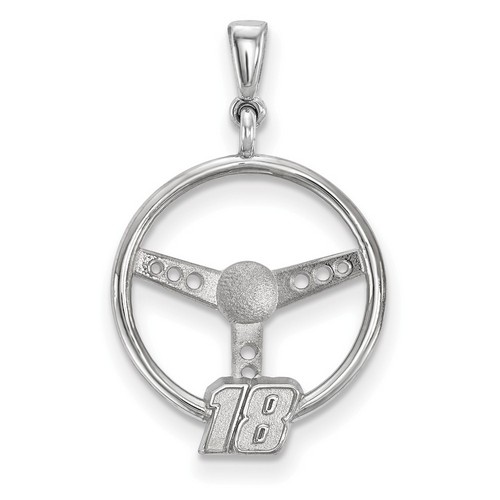 Kyle Busch #18 Number On Steering Wheel Sterling Silver Pendant
