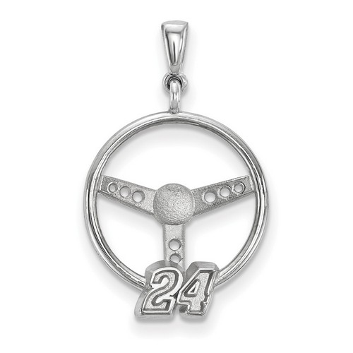 Jeff Gordon #24 Number On Steering Wheel Sterling Silver Pendant