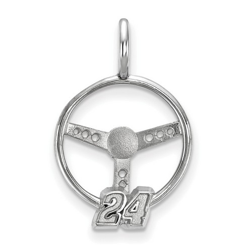 Jeff Gordon #24 Number On Steering Wheel Sterling Silver Loop Pendant