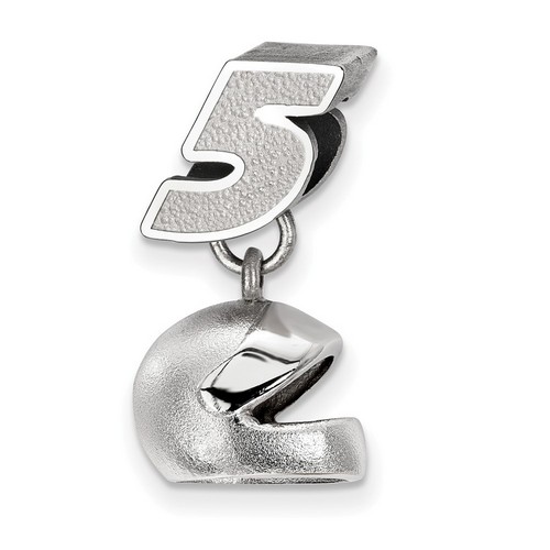 Kasey Kahne #5 Number Bead & 3D Dangle Helmet In Sterling Silver 4.23 Gr