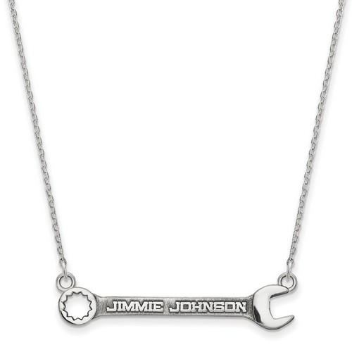 Jimmie Johnson #48 Driver Name Combination Wrench Silver Split Chain Necklace