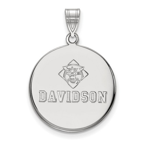 Davidson College Wildcats Large Disc Pendant in Sterling Silver 4.47 gr