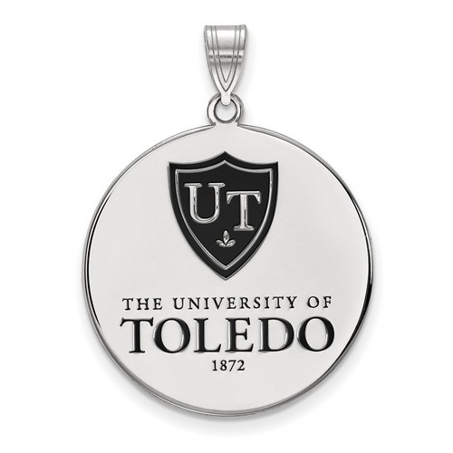 University of Toledo Rockets XL Disc Pendant in Sterling Silver 5.56 gr