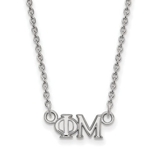 Phi Mu Sorority XS Pendant Necklace in Sterling Silver 2.54 gr