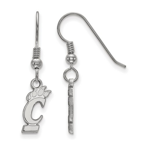 University of Cincinnati Bearcats Small Sterling Silver Dangle Earrings 1.09 gr