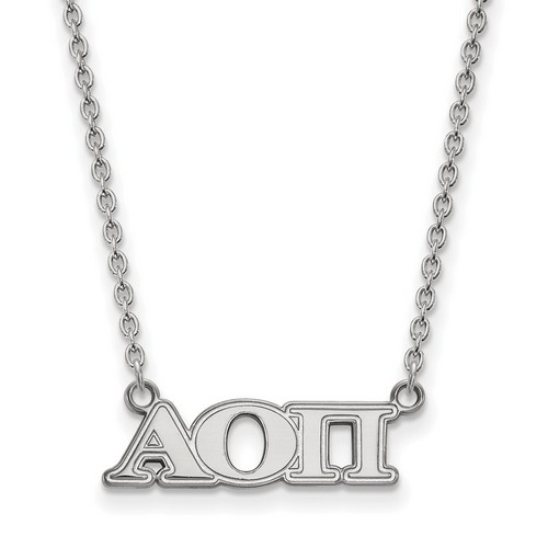 Alpha Omicron Pi Sorority Medium Pendant Necklace in Sterling Silver 4.20 gr