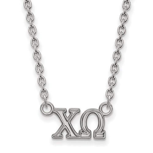 Chi Omega Sorority Medium Pendant Necklace in Sterling Silver 4.20 gr