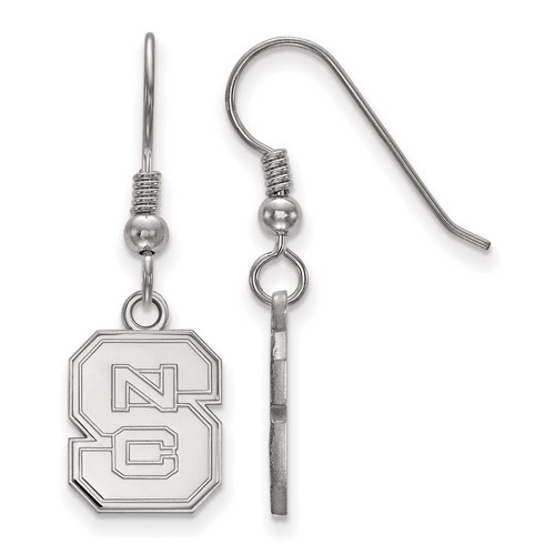 NC State University Wolfpack Small Dangle Earrings in Sterling Silver 2.12 gr