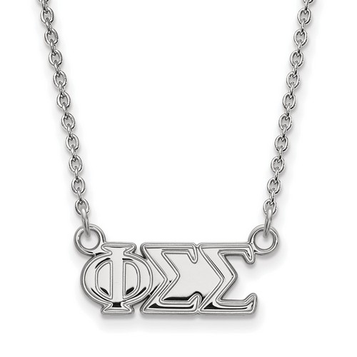 Phi Sigma Sigma Sorority Medium Pendant Necklace in Sterling Silver 4.20 gr