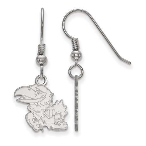 University of Kansas Jayhawks Small Dangle Earrings in Sterling Silver 1.89 gr