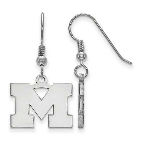 University of Michigan Wolverines Small Sterling Silver Dangle Earrings 3.25 gr