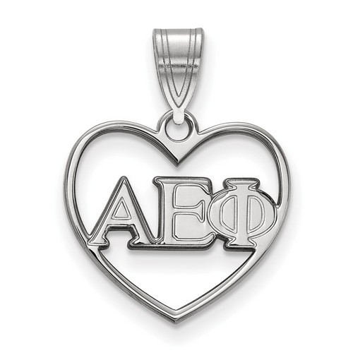 Alpha Epsilon Phi Sorority Heart Pendant in Sterling Silver 1.31 gr