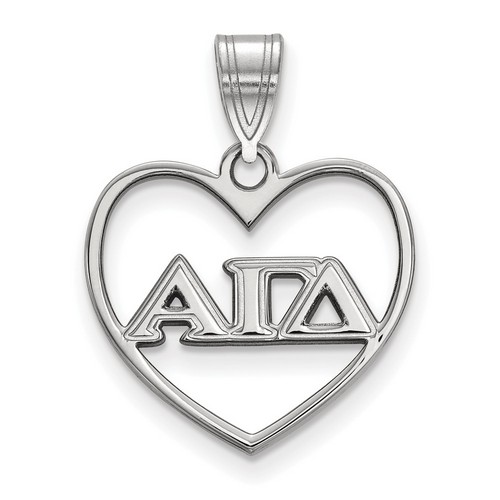 Alpha Gamma Delta Sorority Heart Pendant in Sterling Silver 0.89 gr