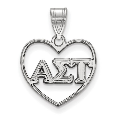 Alpha Sigma Tau Sorority Heart Pendant in Sterling Silver 1.24 gr