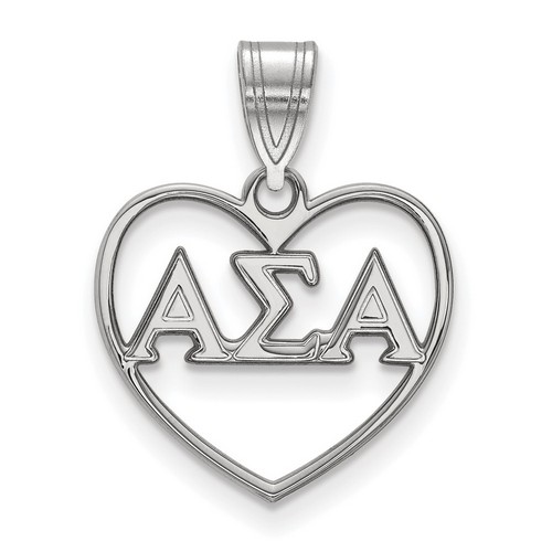 Alpha Sigma Alpha Sorority Heart Pendant in Sterling Silver 1.46 gr