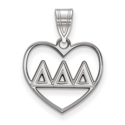 Delta Delta Delta Sorority Heart Pendant in Sterling Silver 1.46 gr