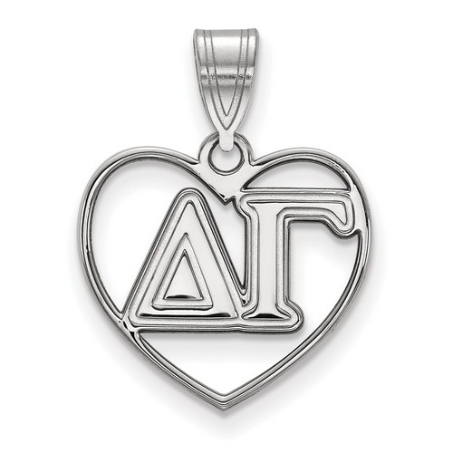 Delta Gamma Sorority Heart Pendant in Sterling Silver 1.46 gr