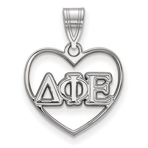 Delta Phi Epsilon Sorority Heart Pendant in Sterling Silver 1.35 gr