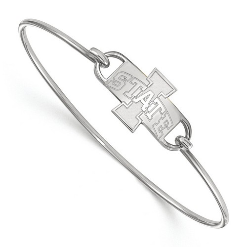 Iowa State University Cyclones Small Center Logo Sterling Silver Wire Bangle