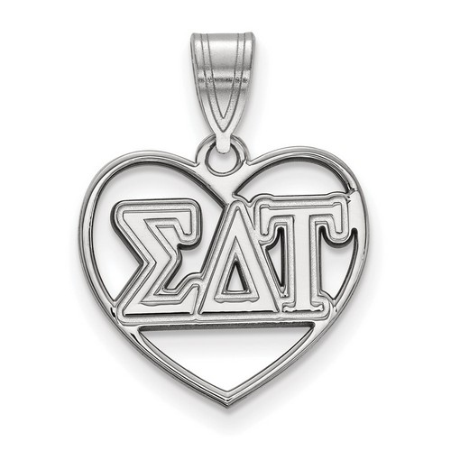 Sigma Delta Tau Sorority Heart Pendant in Sterling Silver 1.46 gr