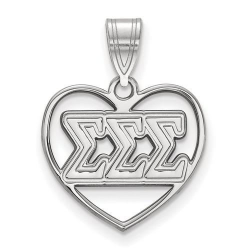 Tri Sigma Sorority Heart Pendant in Sterling Silver 1.46 gr