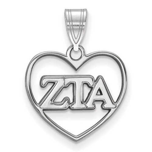 Zeta Tau Alpha Sorority Heart Pendant in Sterling Silver 1.46 gr