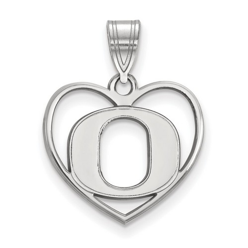 University of Oregon Ducks Sterling Silver Heart Pendant 1.46 gr