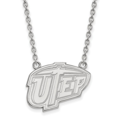 University Texas El Paso UTEP Miners Large Sterling Silver Pendant Necklace