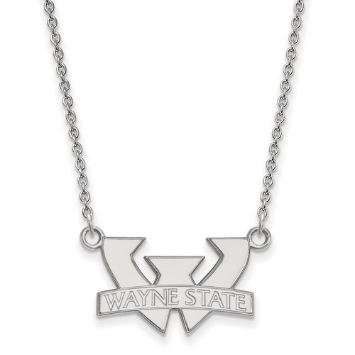 Wayne State University Warriors Small Pendant Necklace in Sterling Silver