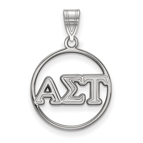 Alpha Sigma Tau Sorority Small Circle Pendant in Sterling Silver 1.67 gr