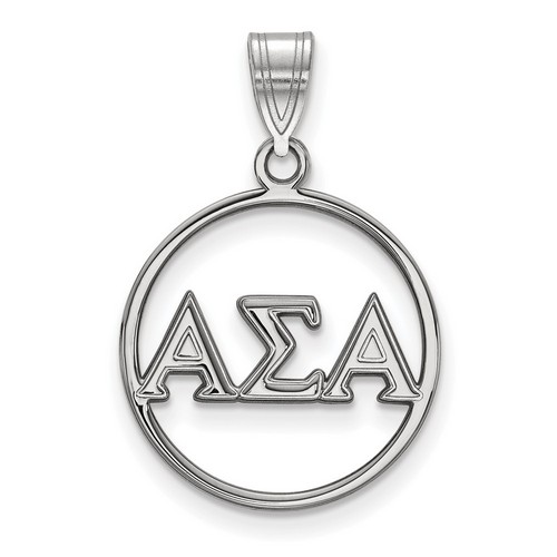 Alpha Sigma Alpha Sorority Small Circle Pendant in Sterling Silver 1.50 gr