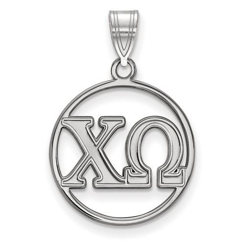 Chi Omega Sorority Small Circle Pendant in Sterling Silver 1.85 gr