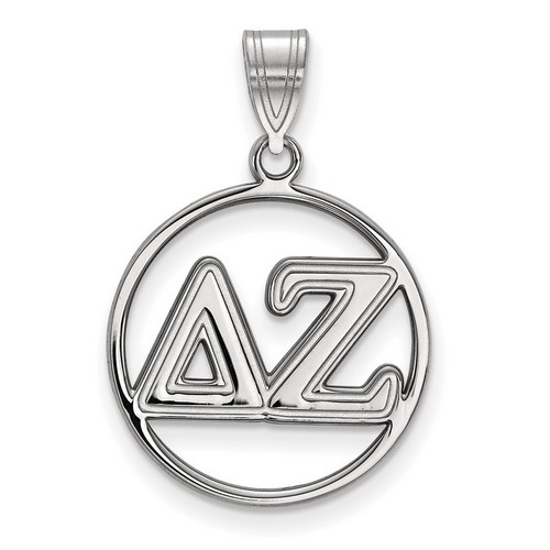 Delta Zeta Sorority Small Circle Pendant in Sterling Silver 1.50 gr