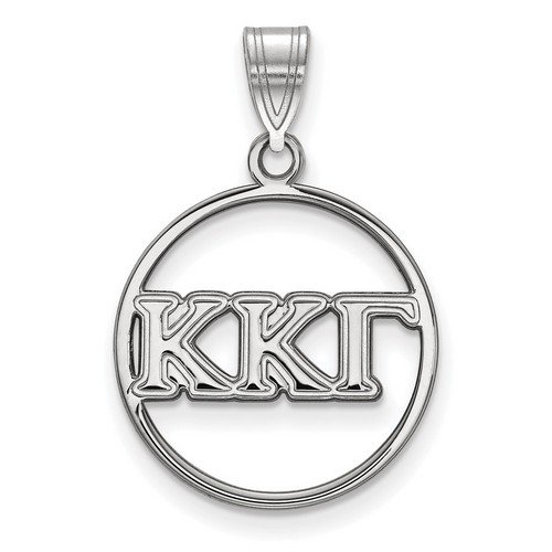 Kappa Kappa Gamma Sorority Small Circle Pendant in Sterling Silver 2.21 gr