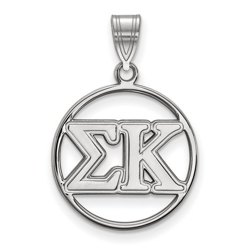 Sigma Kappa Sorority Small Circle Pendant in Sterling Silver 1.50 gr