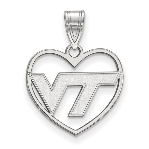 Virginia Tech Hokies Sterling Silver Heart Pendant 1.38 gr