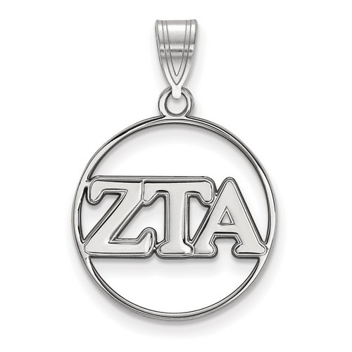 Zeta Tau Alpha Sorority Small Circle Pendant in Sterling Silver 1.50 gr