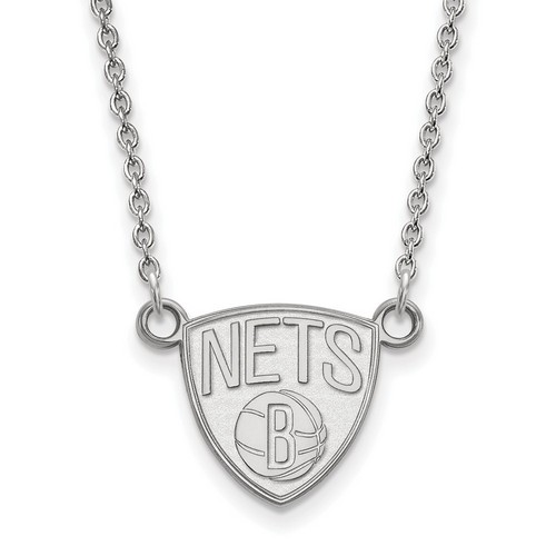 Brooklyn Nets Small Pendant Necklace in Sterling Silver 3.17 gr