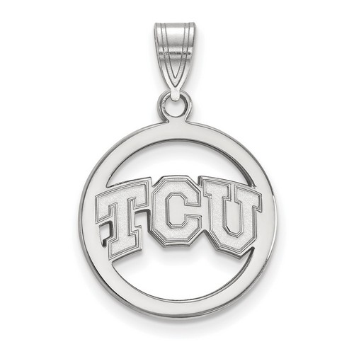 Texas Christian University TCU Horned Frogs Sterling Silver Circle Pendant