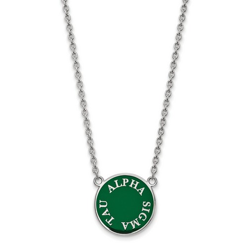 Alpha Sigma Tau Sorority Small Pendant Necklace in Sterling Silver 5.88 gr