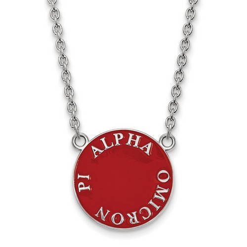 Alpha Omicron Pi Sorority Small Pendant Necklace in Sterling Silver 6.00 gr