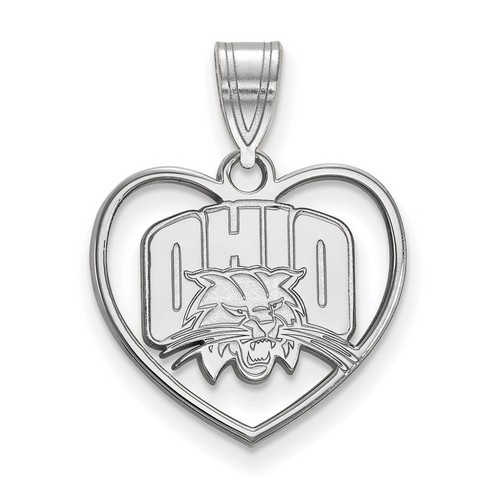 Ohio University Bobcats Sterling Silver Heart Pendant 1.77 gr