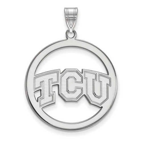 Texas Christian University TCU Horned Frogs Large Silver Circle Pendant 1.99 gr