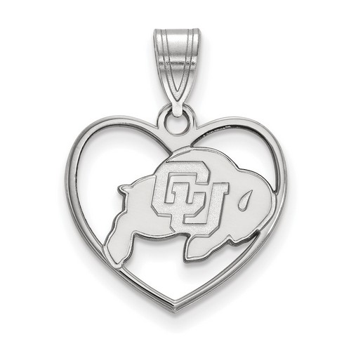 University of Colorado Buffaloes Sterling Silver Heart Pendant 1.54 gr