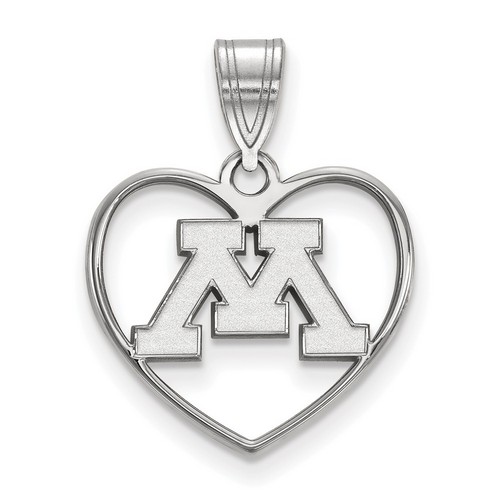 University of Minnesota Golden Gophers Sterling Silver Heart Pendant 1.22 gr