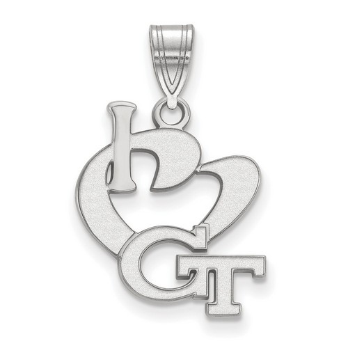 Georgia Tech Yellow Jackets Large I Love Logo Pendant in Sterling Silver 1.29 gr