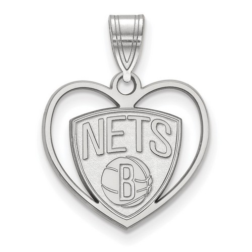 Brooklyn Nets Sterling Silver Heart Pendant 1.80 gr